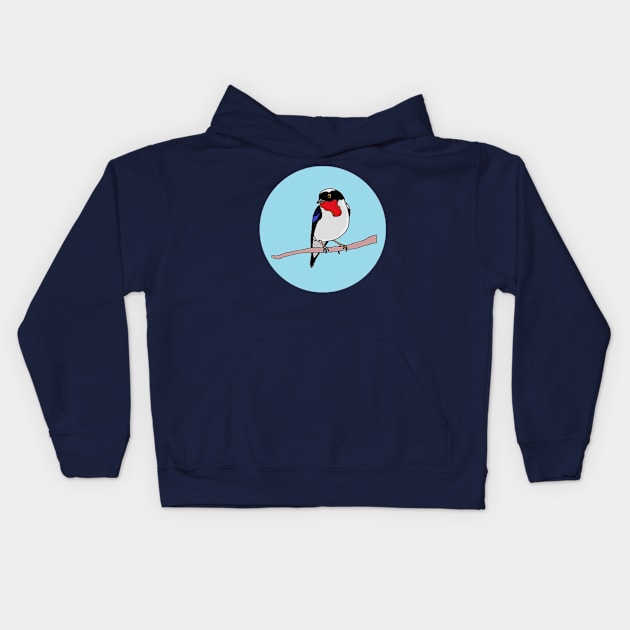 Cherry-Throated Tanager Kids Hoodie by OTLArtwork